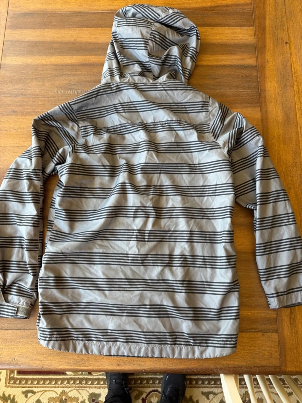 Burton Kids' Dover Gray & Black Striped Hooded Raincoat - NWOT